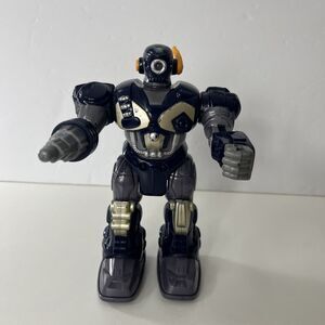 Hap P Kid Robot Blue Gold Walks Lights Up 7"